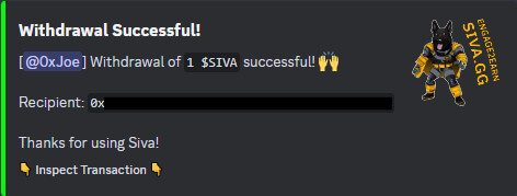 Siva engage2earn - Step 5 Withdrawal